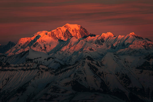 Photographie du Mont Blanc au crépuscule